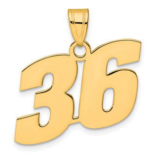 14k Yellow Gold Polished Block Number 36 Pendant