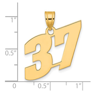 14k Yellow Gold Polished Block Number 37 Pendant
