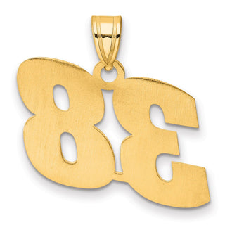 14k Yellow Gold Polished Block Number 38 Pendant