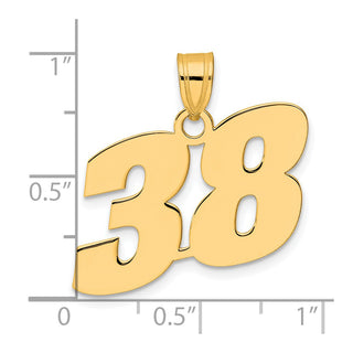 14k Yellow Gold Polished Block Number 38 Pendant