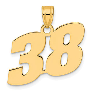 14k Yellow Gold Polished Block Number 38 Pendant