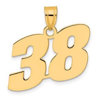 14k Yellow Gold Polished Block Number 38 Pendant