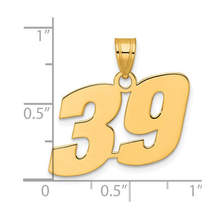 14k Yellow Gold Polished Block Number 39 Pendant