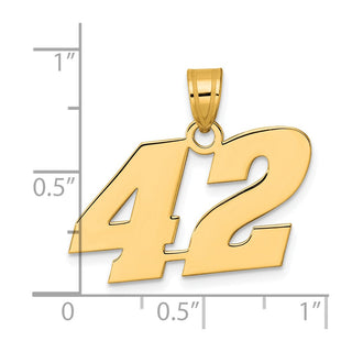 14k Yellow Gold Polished Block Number 42 Pendant