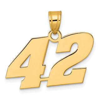 14k Yellow Gold Polished Block Number 42 Pendant