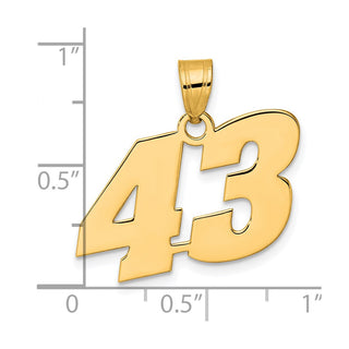 14k Yellow Gold Polished Block Number 43 Pendant