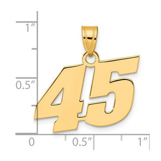 14k Yellow Gold Polished Block Number 45 Pendant