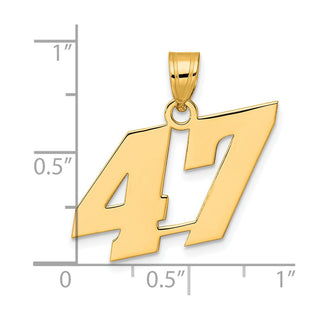 14k Yellow Gold Polished Block Number 47 Pendant