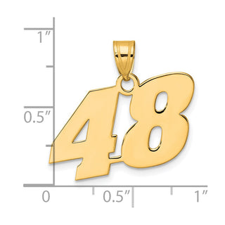14k Yellow Gold Polished Block Number 48 Pendant