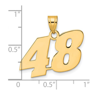 14k Yellow Gold Polished Block Number 48 Pendant