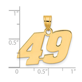 14k Yellow Gold Polished Block Number 49 Pendant