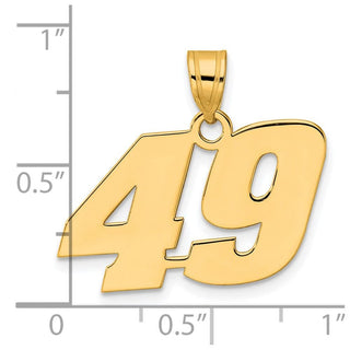 14k Yellow Gold Polished Block Number 49 Pendant