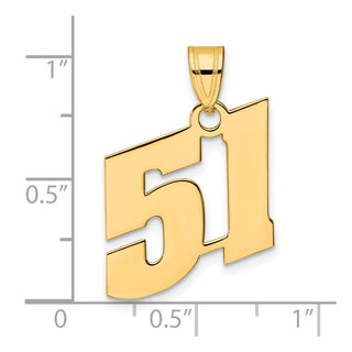 14k Yellow Gold Polished Block Number 51 Pendant