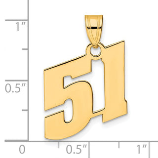 14k Yellow Gold Polished Block Number 51 Pendant