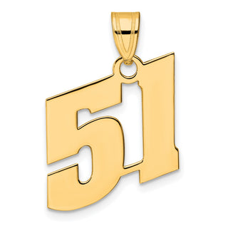14k Yellow Gold Polished Block Number 51 Pendant