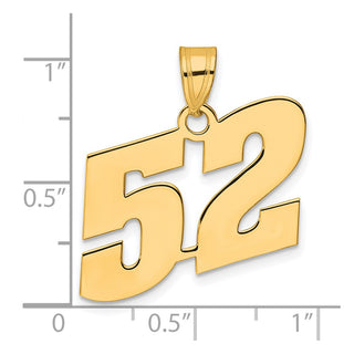 14k Yellow Gold Polished Block Number 52 Pendant