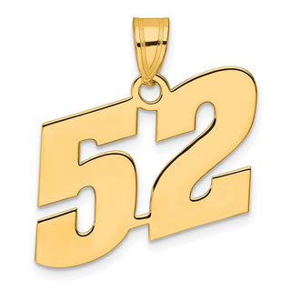 14k Yellow Gold Polished Block Number 52 Pendant