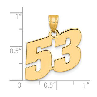 14k Yellow Gold Polished Block Number 53 Pendant