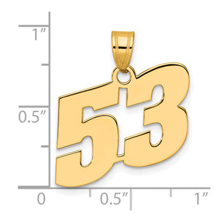 14k Yellow Gold Polished Block Number 53 Pendant