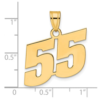 14k Yellow Gold Polished Block Number 55 Pendant