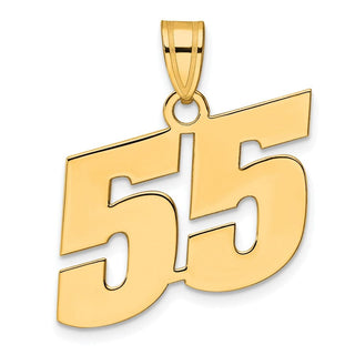 14k Yellow Gold Polished Block Number 55 Pendant