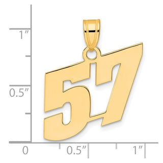 14k Yellow Gold Polished Block Number 57 Pendant