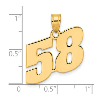 14k Yellow Gold Polished Block Number 58 Pendant