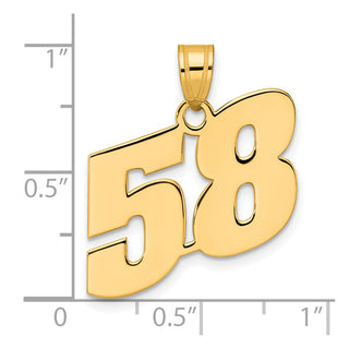 14k Yellow Gold Polished Block Number 58 Pendant