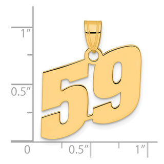 14k Yellow Gold Polished Block Number 59 Pendant