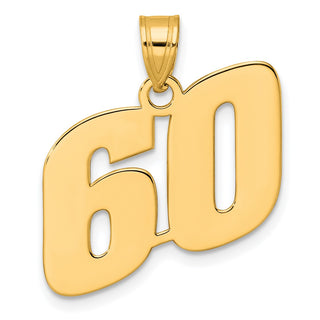 14k Yellow Gold Polished Block Number 60 Pendant