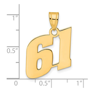 14k Yellow Gold Polished Block Number 61 Pendant