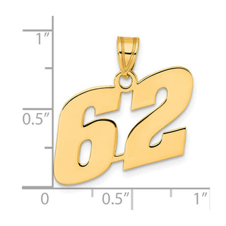 14k Yellow Gold Polished Block Number 62 Pendant