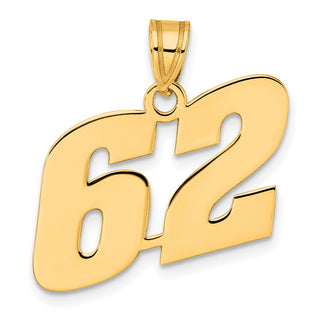 14k Yellow Gold Polished Block Number 62 Pendant
