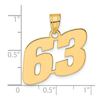 14k Yellow Gold Polished Block Number 63 Pendant