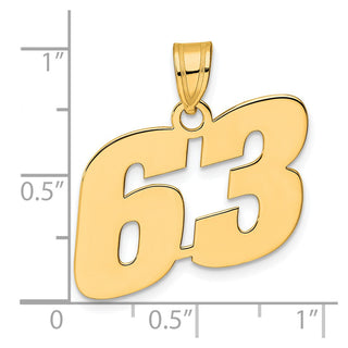 14k Yellow Gold Polished Block Number 63 Pendant