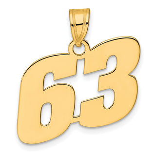 14k Yellow Gold Polished Block Number 63 Pendant