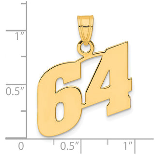 14k Yellow Gold Polished Block Number 64 Pendant