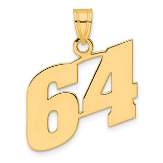 14k Yellow Gold Polished Block Number 64 Pendant