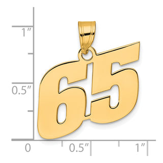 14k Yellow Gold Polished Block Number 65 Pendant