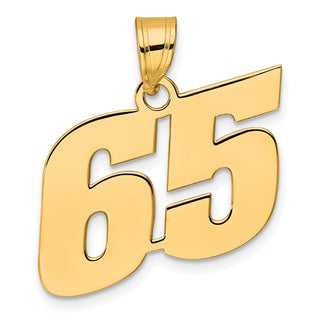 14k Yellow Gold Polished Block Number 65 Pendant