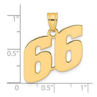 14k Yellow Gold Polished Block Number 66 Pendant