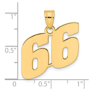 14k Yellow Gold Polished Block Number 66 Pendant