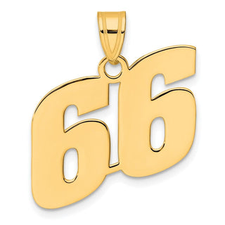 14k Yellow Gold Polished Block Number 66 Pendant