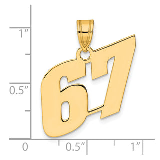 14k Yellow Gold Polished Block Number 67 Pendant