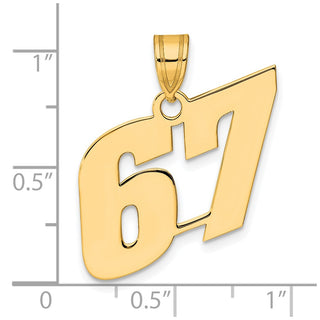 14k Yellow Gold Polished Block Number 67 Pendant
