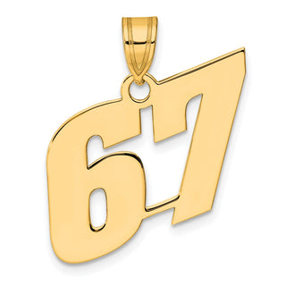 14k Yellow Gold Polished Block Number 67 Pendant