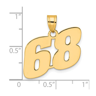 14k Yellow Gold Polished Block Number 68 Pendant