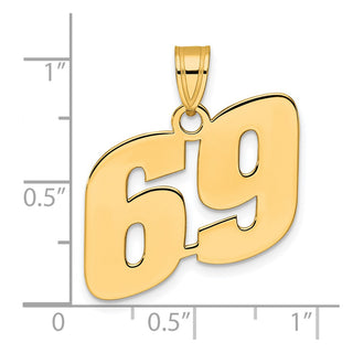 14k Yellow Gold Polished Block Number 69 Pendant
