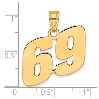 14k Yellow Gold Polished Block Number 69 Pendant