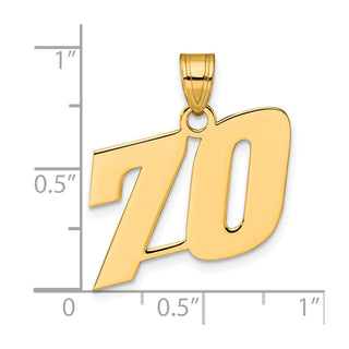 14k Yellow Gold Polished Block Number 70 Pendant